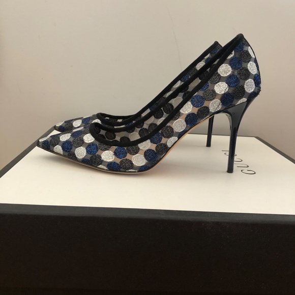 J. Crew Collection Elsie Polka Dot Mesh Pumps in Navy Multi - Size 8.5 (US) - Picture 2 of 5